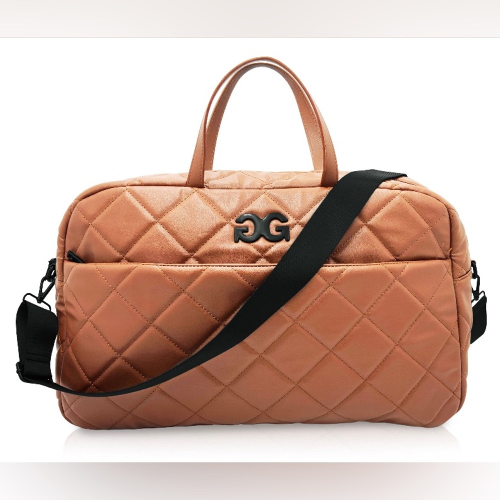 Versatile Gilda Paris "G" Logo Coffee Weekender Crossbody Travel w/ Slip Back!